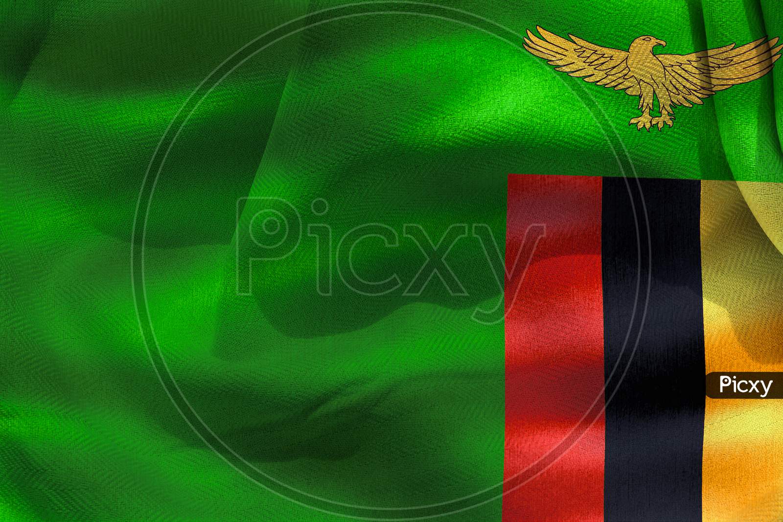 3D-Illustration Of A Zambia Flag - Realistic Waving Fabric Flag