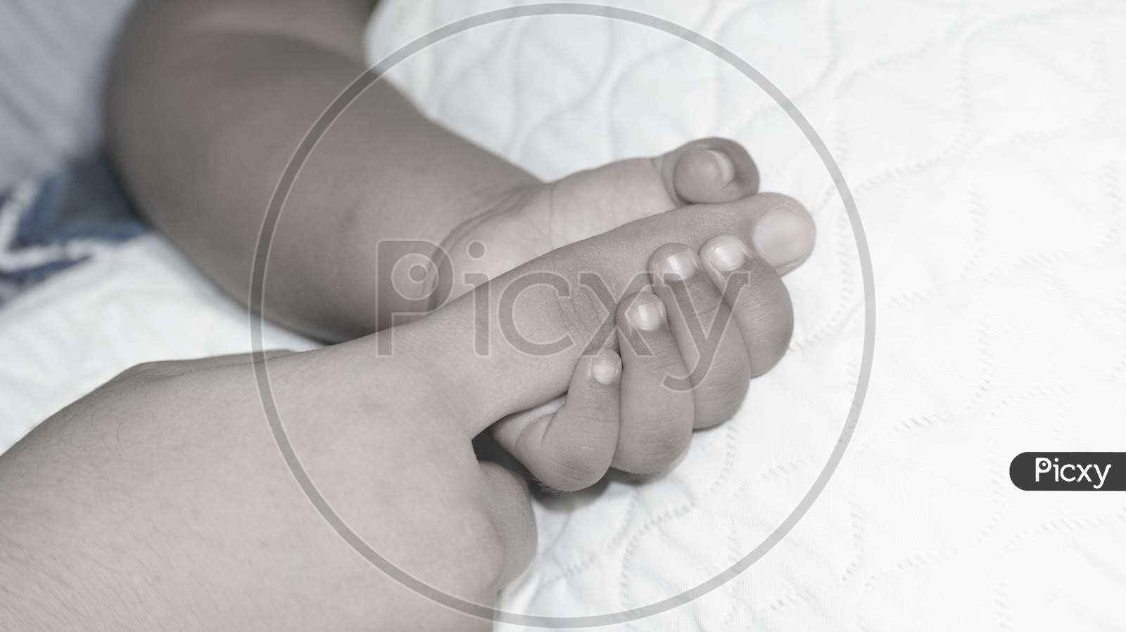 baby holding the mother's finger