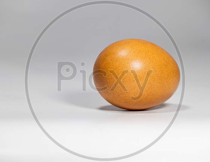 A brown egg with white screen