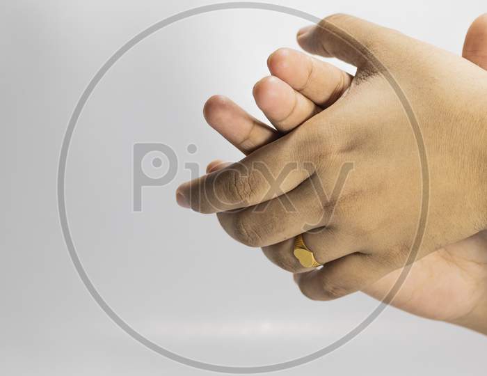 Hand clapping gesture with white background