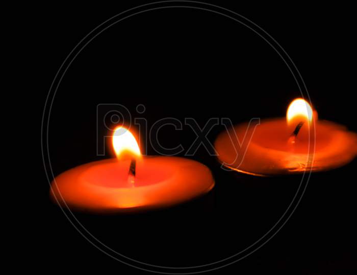 Indian Festival Diwali , Candle On Dark Background.