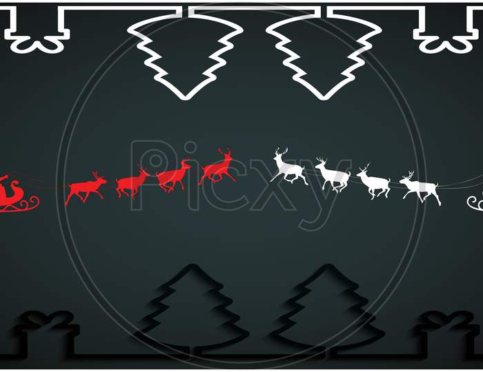 Two Santa Vehicle In Different Colors On Abstract Dark Background