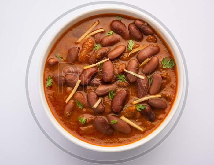 Rajma Curry Or Rajmah Masala Served With Rice And Laccha Paratha