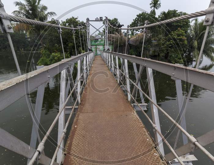 Beautiful Hanging Bridge At Rabindra Sarobar Lake Kolkata