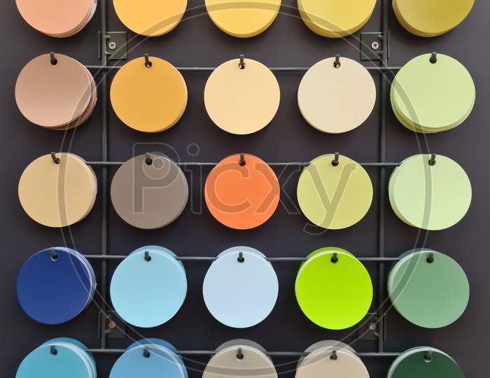 Large Color Chart On A Wall With Emotional Colors To Choose From.