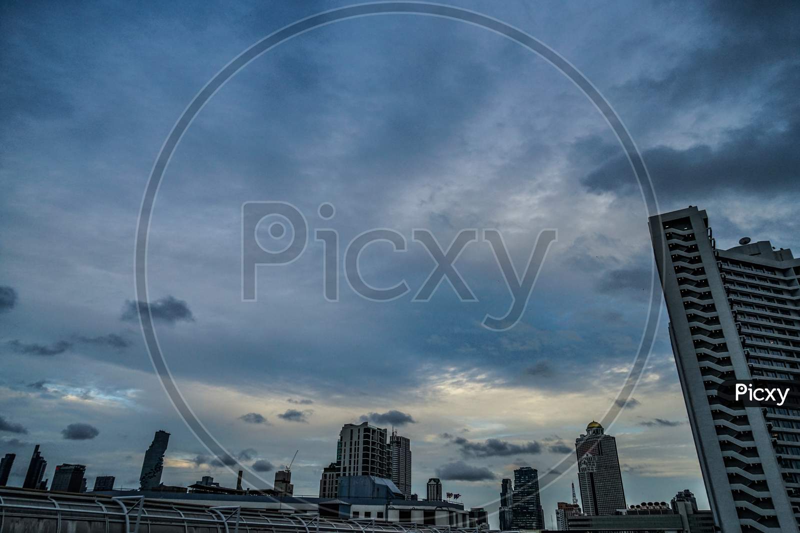 Thailand Bangkok Skyline And Cloudy Sky
