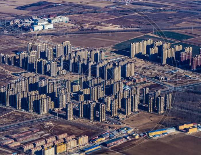 A Residential Area Of ​​China And Beijing Seen From The Plane