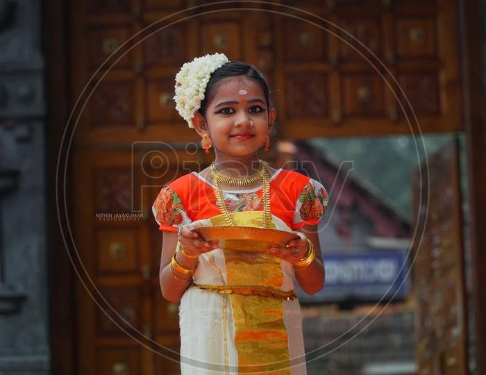 Kerala girl with traditional kerala costume