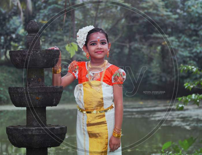 Kerala girl with traditional kerala costume