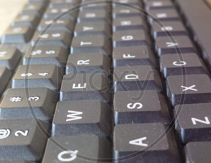 Close up of keyboard. Computer equipment