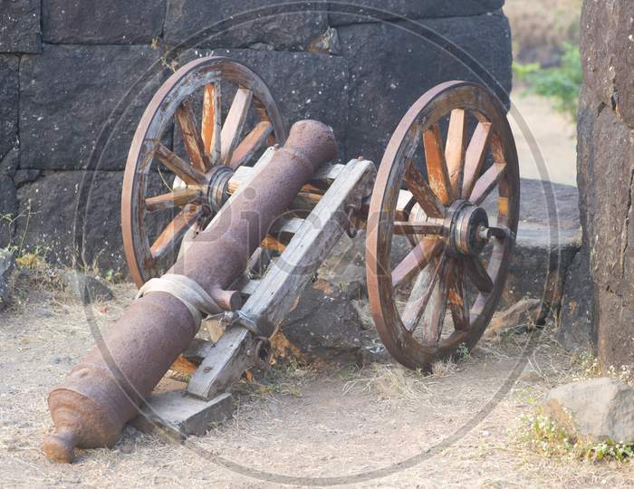 Old Rusted Cannon Body At Kolaba Fort, Alibag, Maharashtra, India.