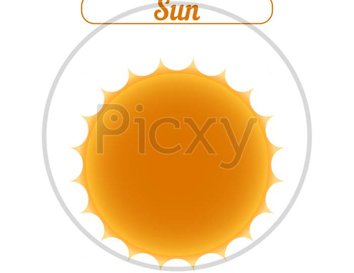 Simple Sun Clipart Created With Orange And Bright Yellow Gradient, Simple Bright Sun Vector Illustration On White Background.