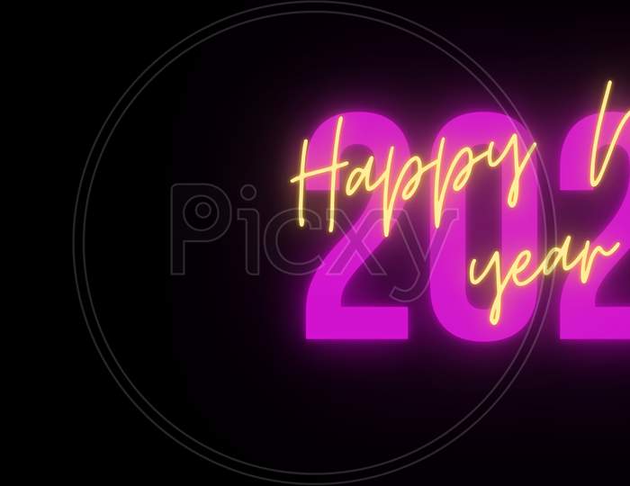 New year template of 2022 in neon colours. Space for text and editing.