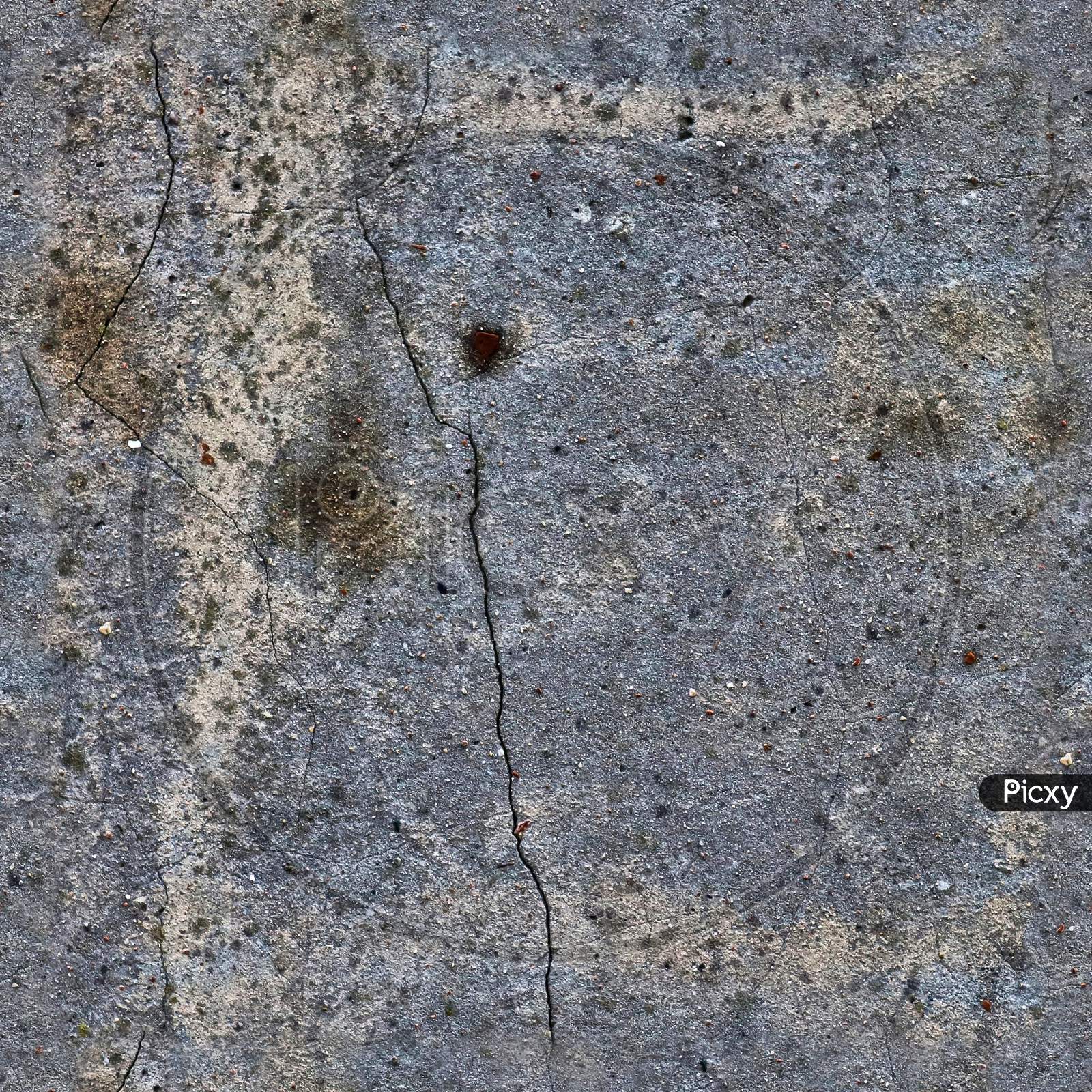 Photo Realistic Seamless Texture Pattern Of Weathered Concrete Walls With Cracks In High Resolution.