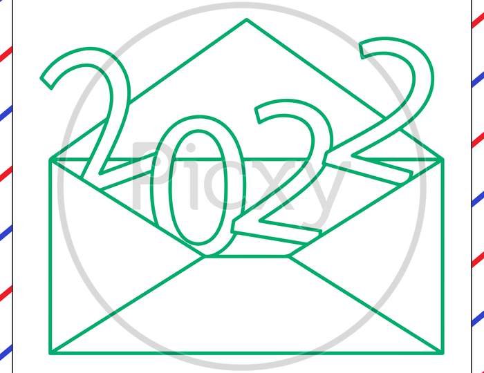 Calligraphy Style Of Happy New Year 2022 Editable Illustration For Banner, Flyer And Greeting Card