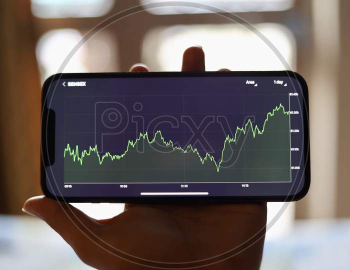 stocks graph in a mobile device