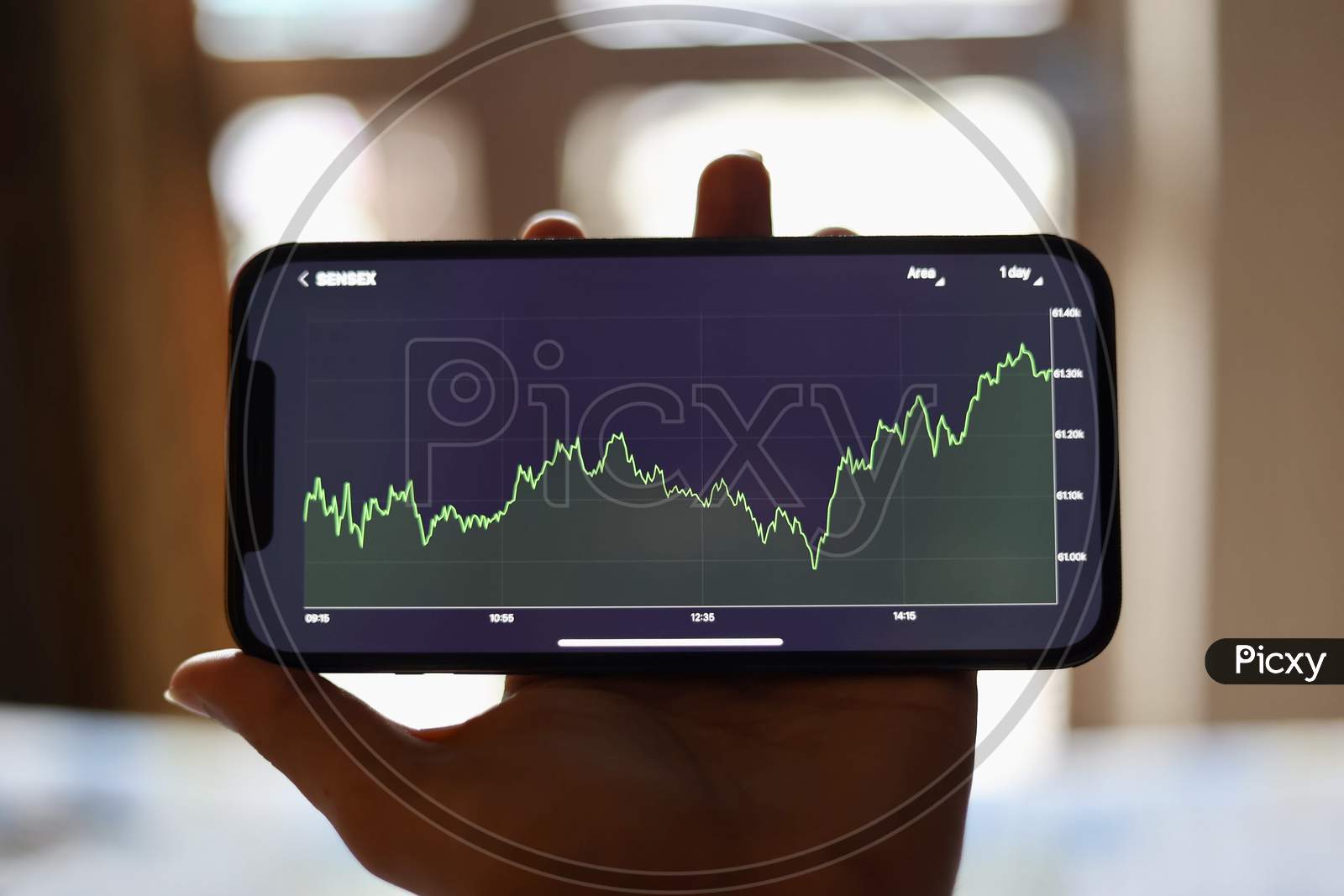 stocks graph in a mobile device