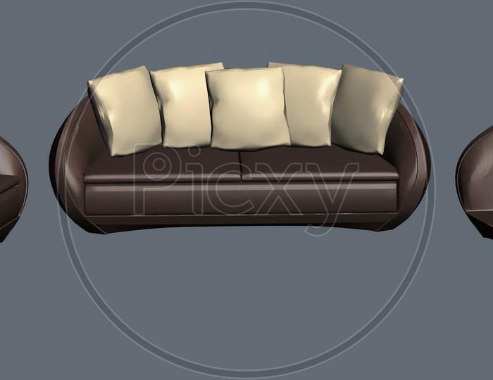 3D Render Of Single Isolated Couch, Seat, Sofabed, 3D Sofa Model, Furniture Matte Paiting For Vfx Projects And Post Move Produciton Projects