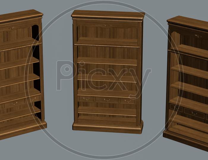 3D Render Of Almirah, Matte Painting Of Bookcase Almirah For 3D Movie And Vfx Projects