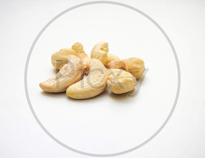 Heap Of A Indian Cashew Isolated On White Background