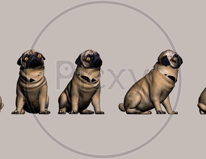 3D Digital Render View From Different Angles Of Dog, 3D Animal, Dog Cow Matte Painting For Vfx Projects And Post Move Produciton Projects