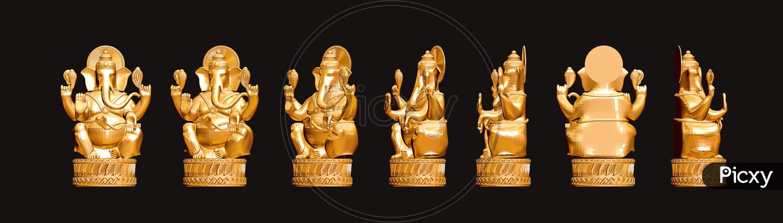 Indian God 3Ds Model, Lord Ganesha Statue 3D Model From Different Angles, Matte Painting Of Indian God For Vfx And Movie Post Production Projects