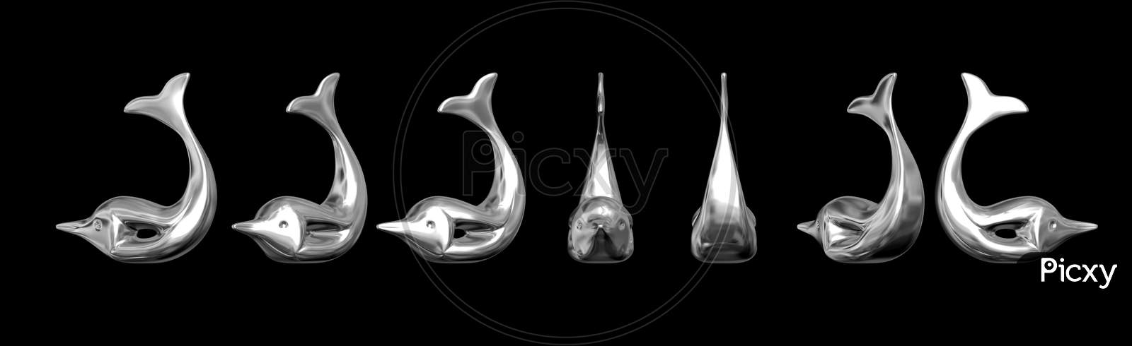 3D Render Of Statue Of Fish From Different Angles, Fish Illustration, Fish Emblem
