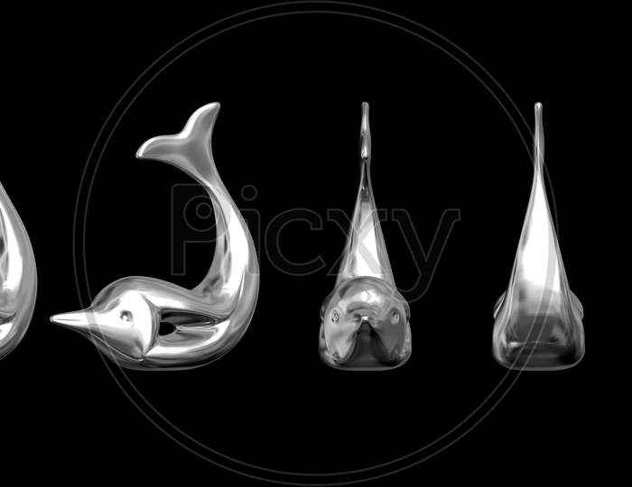 3D Render Of Statue Of Fish From Different Angles, Fish Illustration, Fish Emblem