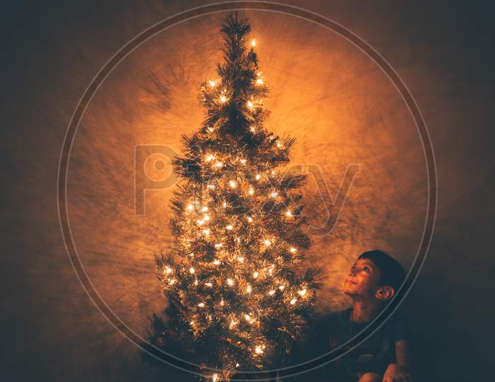 Christmas tree with full of lighting