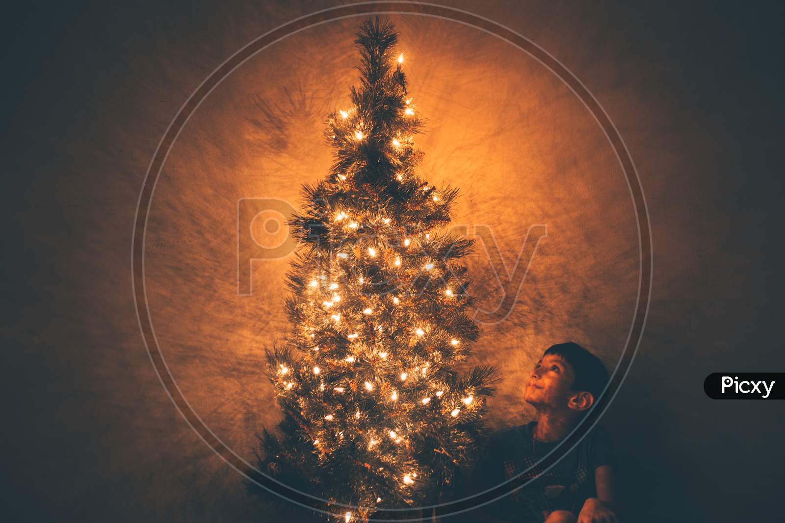 Christmas tree with full of lighting