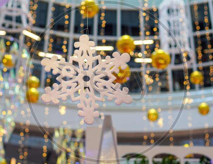 Frozen Symbol Decoration At Mall In Blur Background