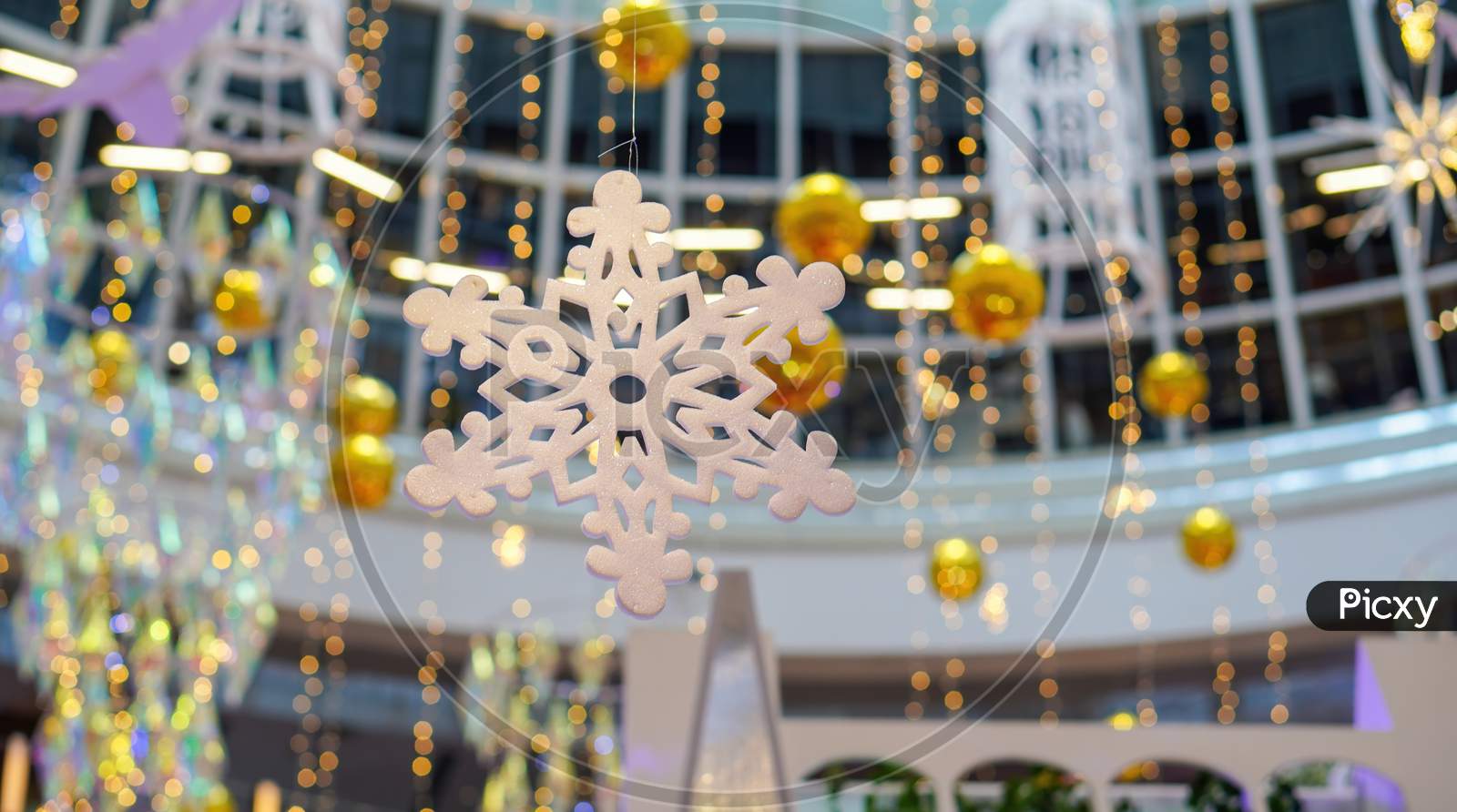 Frozen Symbol Decoration At Mall In Blur Background