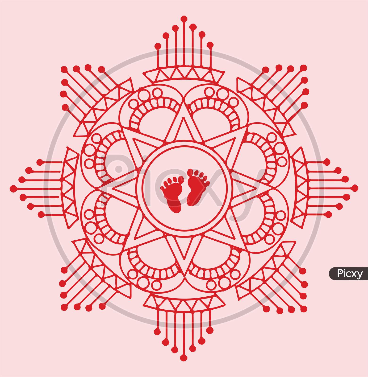 Illustration of outline rangoli icon isolated on white background. |  CanStock