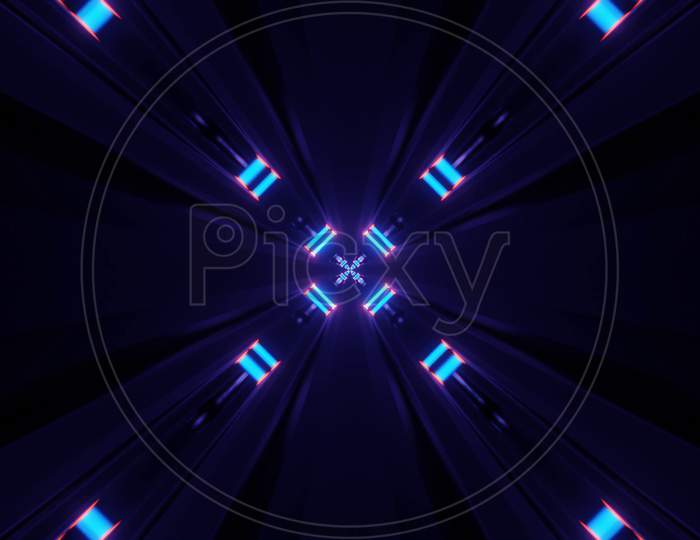 Cross Neon Light Flash 4K Uhd 3D Illustration Background