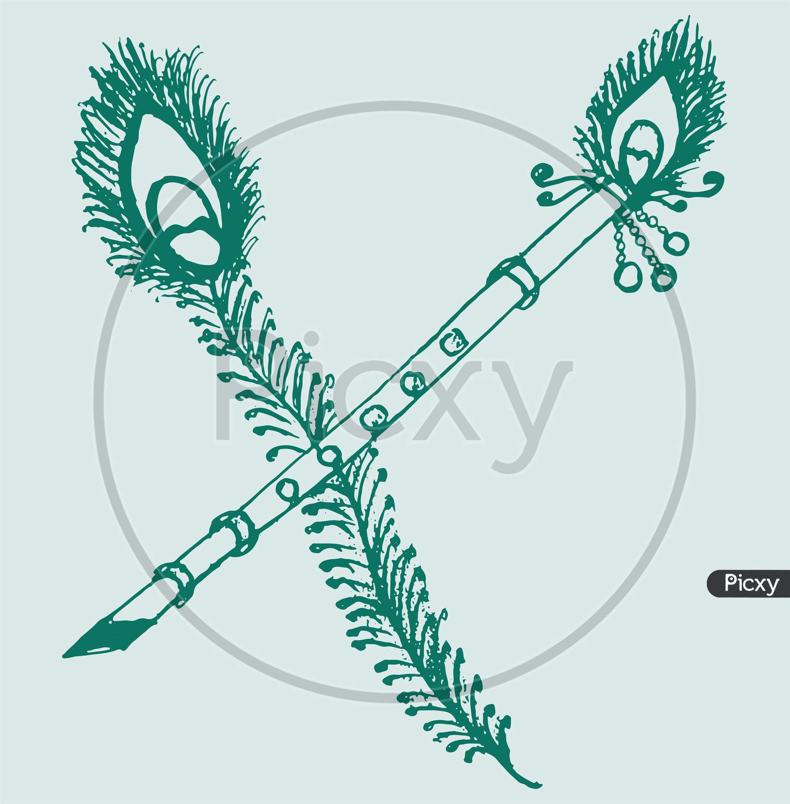 Indian Traditional Lord Krishna Flute Glossy Color Black Wall Sticker | eBay