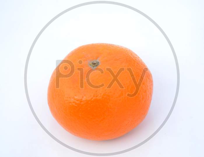 The Fresh Orange Fruit Isolated On White Background.