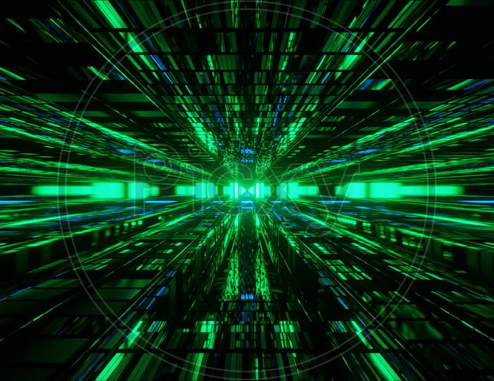 Out Focused Cybernetic Hyperspace 4K Uhd 3D Illustration Background