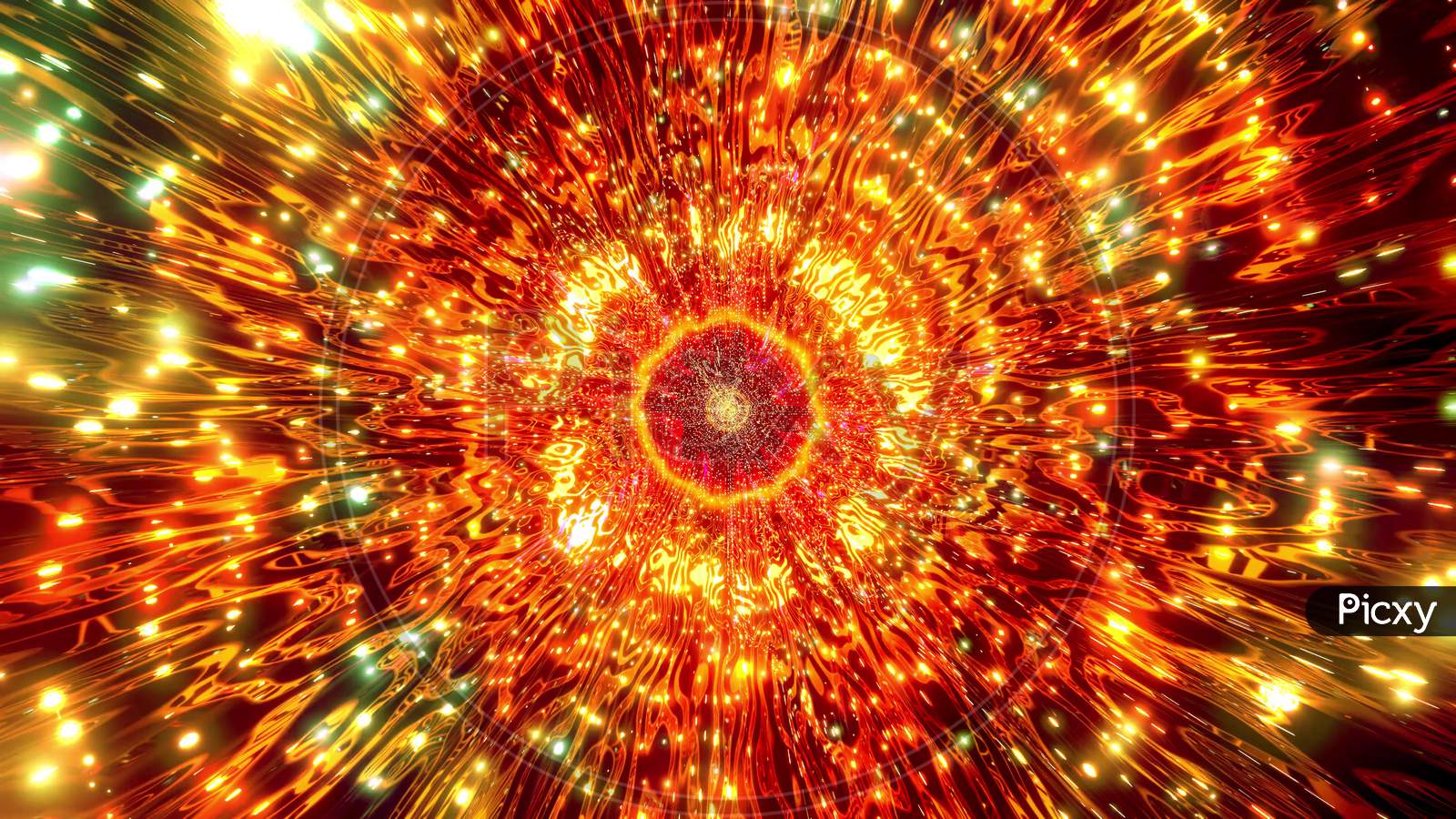 Glowing Orange Reflection Sci-Fi Tunnel 3D Illustration Background Wallpaper Design Artwork
