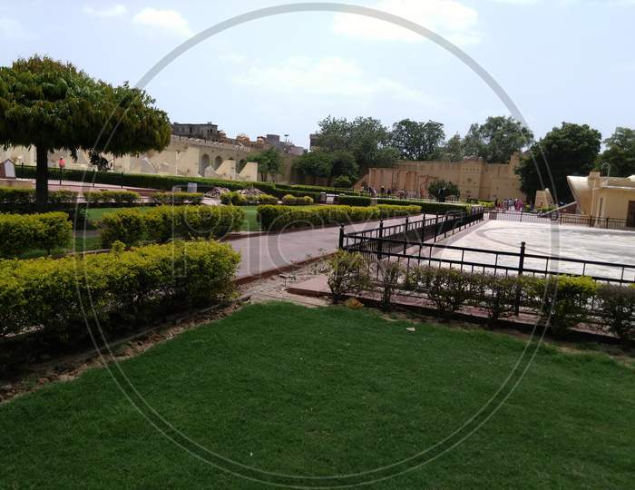 View of Jantar Mantar and the very beautiful view of instruments located in Jantar Mantar.