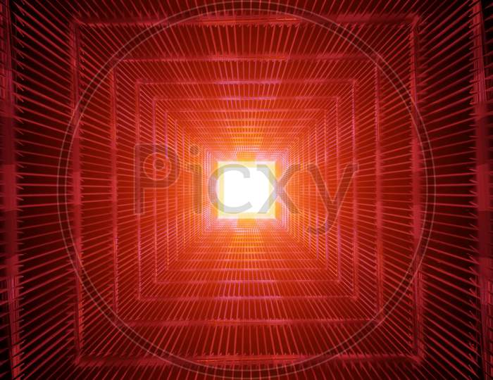 Blazing Light Grill Tunnel To The Future 4K Uhd 3D Illustration Background