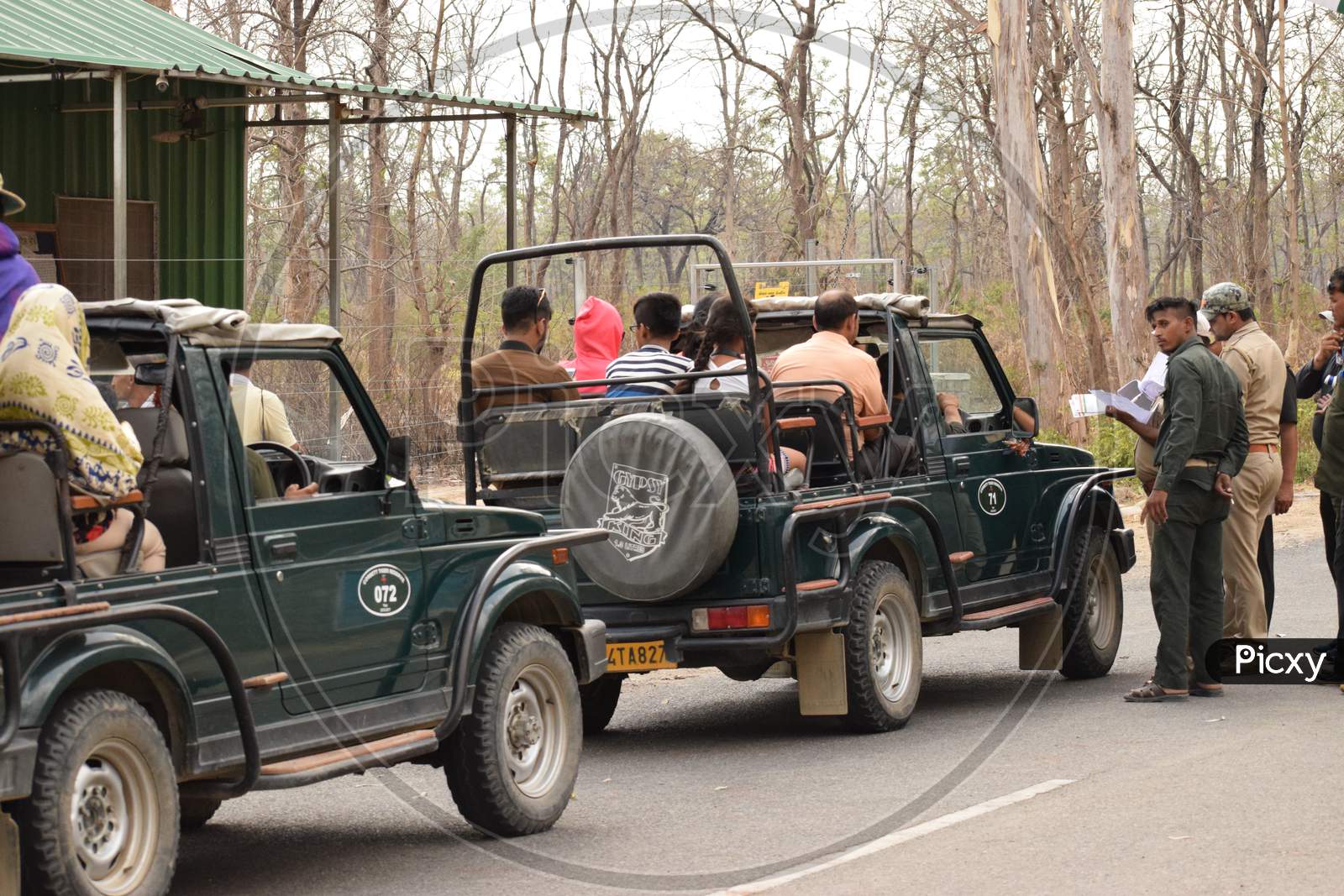 Forest Vehicles At The Jungle Entry Gate Of Corbett National Park