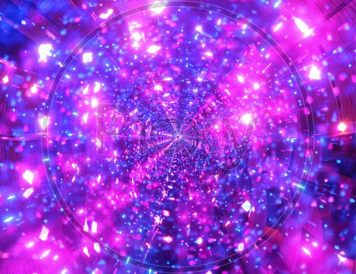 Magic Fantasy Star Particles Tunnel 3D Illustration Background Wallpaper Artwork