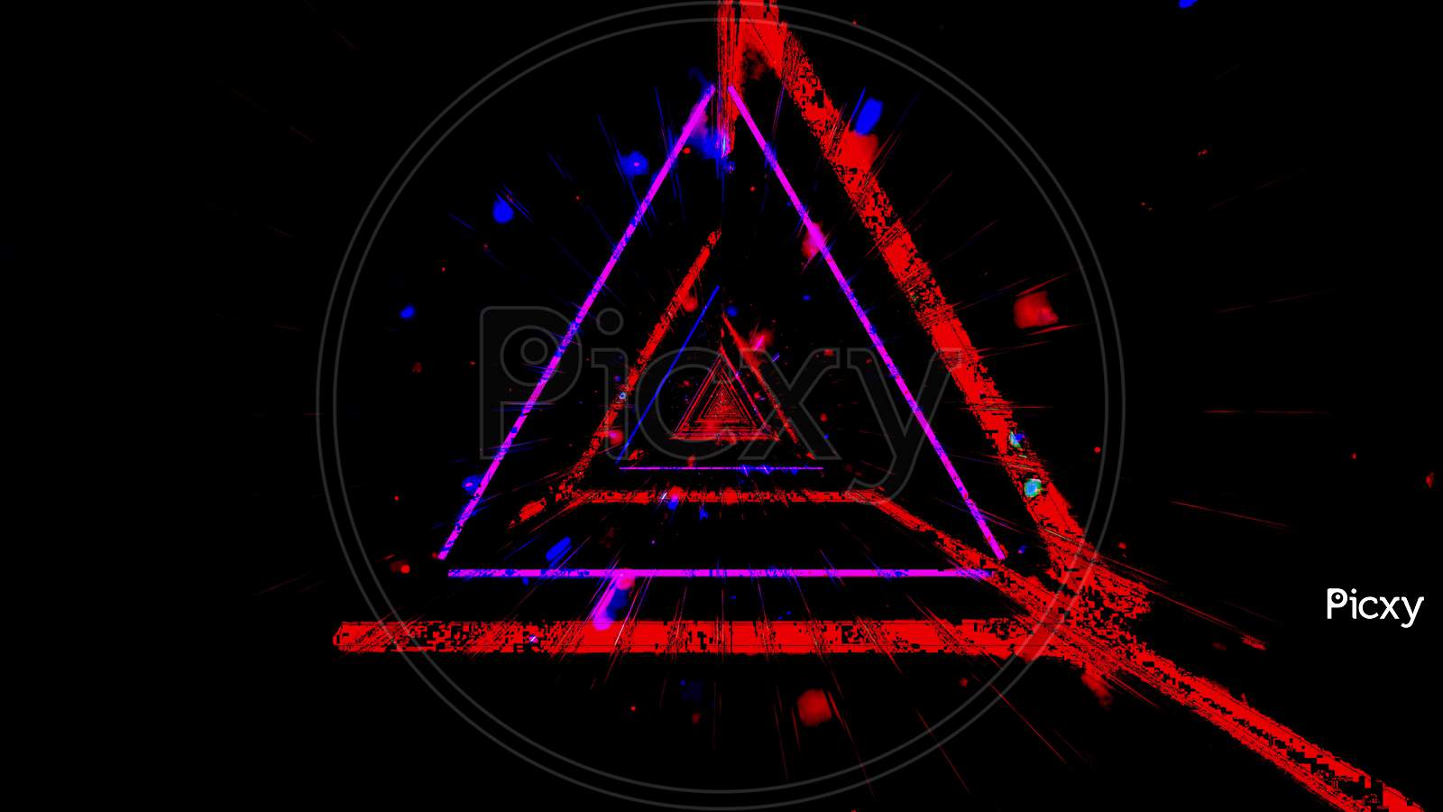 Glowing Triangle Space Tunnel 3D Illustration Background Wallpaper Artwork