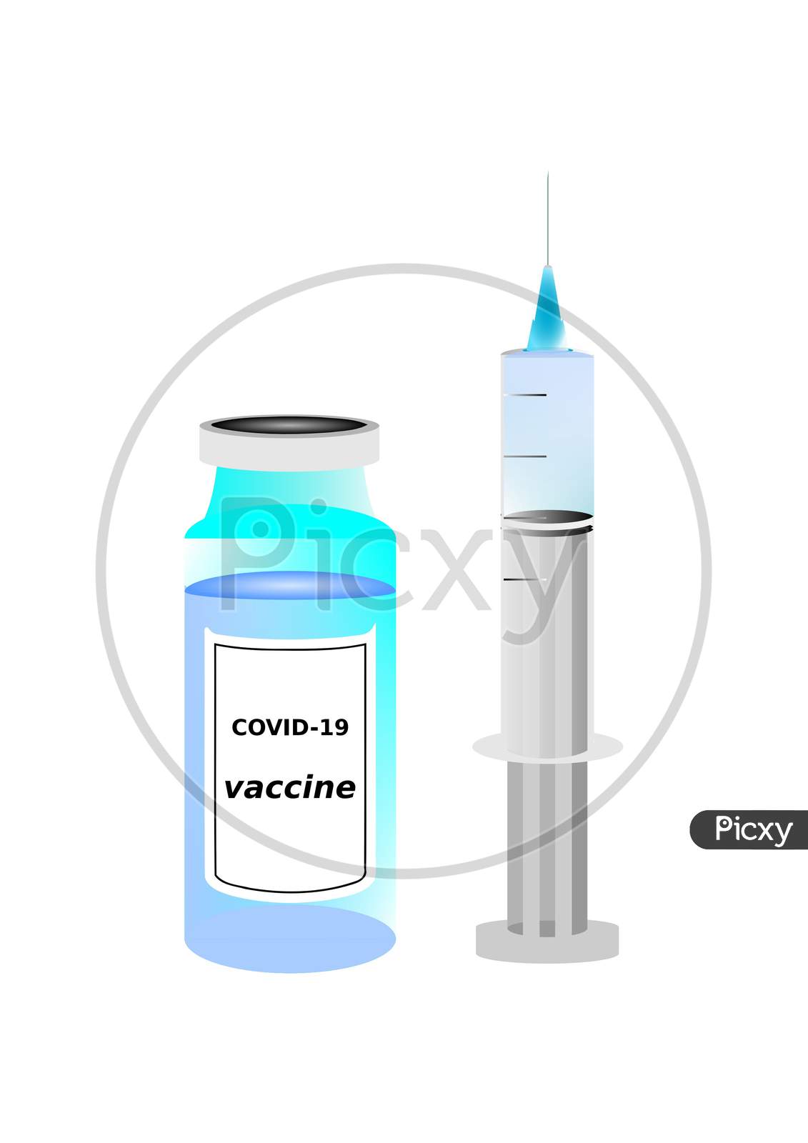 Image of Covid-19 Vaccine Computer Graphic Design. Isolated Coronavirus ...