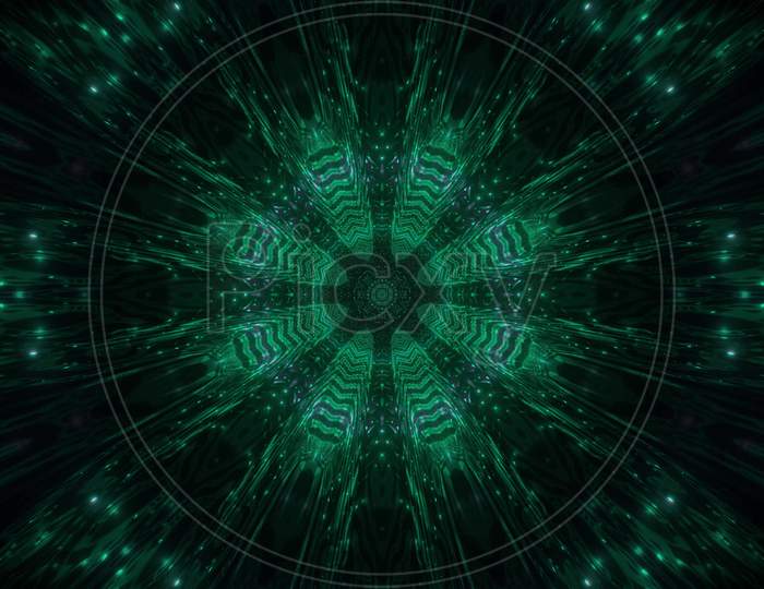 Dark Flower Shaped Tunnel Sci-Fi Tunnel 3D Illustration Background Wallpaper Design Artwork