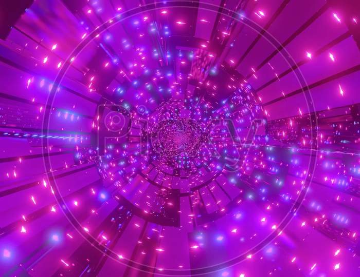 Red Blue Pink Science Fiction Tunnel 3D Illustration Background Wallpaper Artwork