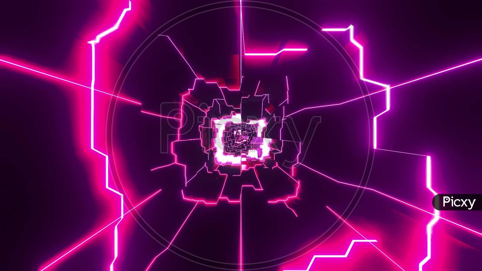 Black Sci-Fi Tunnel With Glowing Wireframe 3D Illustration Artwork Design Background Wallpaper