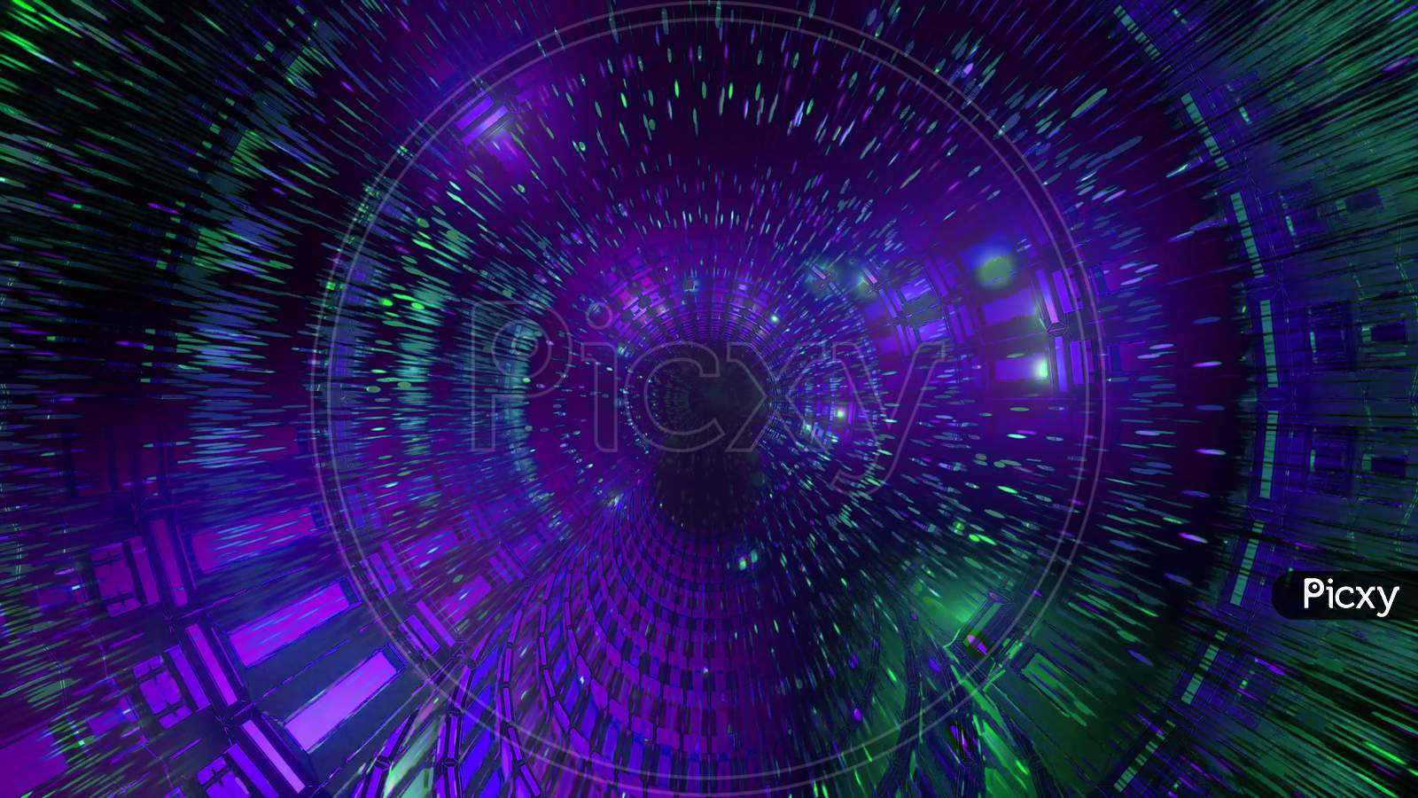 Colorful Lights Effects Tunnel 3D Illustration Background Wallpaper Artwork