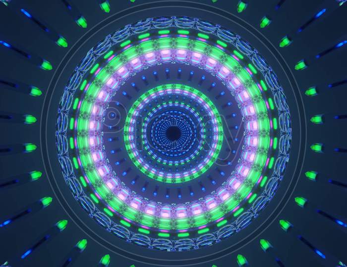 Circular Animated Light Power Exit 4K Uhd 3D Illustration Background