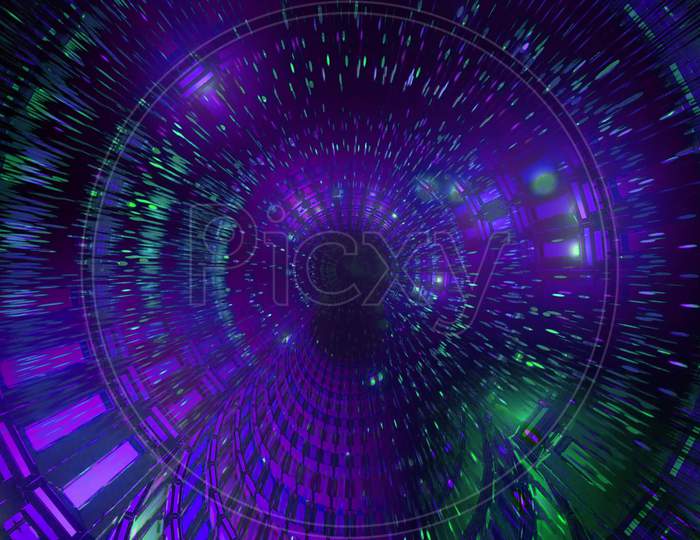 Colorful Lights Effects Tunnel 3D Illustration Background Wallpaper Artwork